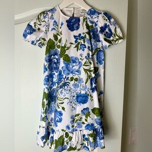Reformation Girls White Dress with Blue Floral Print Sz 8 Made in the USA - RARE